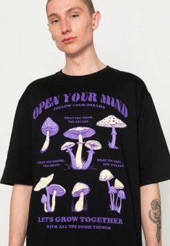 Aktion ✔️ Even&Odd OPEN YOU MIND MUSHROOMS TEE UNISEX - T-Shirt Print - Black ⭐ -Even Odd Verkäufe 1ac5c760bacb4142b9c34d3dce8d951e