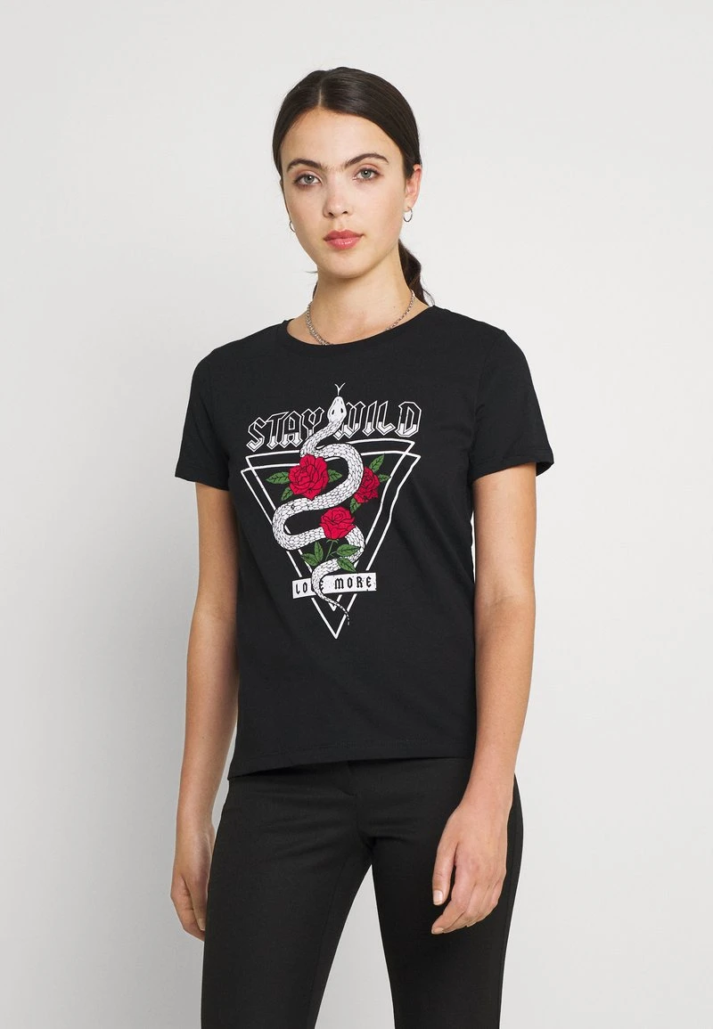 Bester Verkauf ⌛ Even&Odd T-Shirt Print - Black | Damen 💯