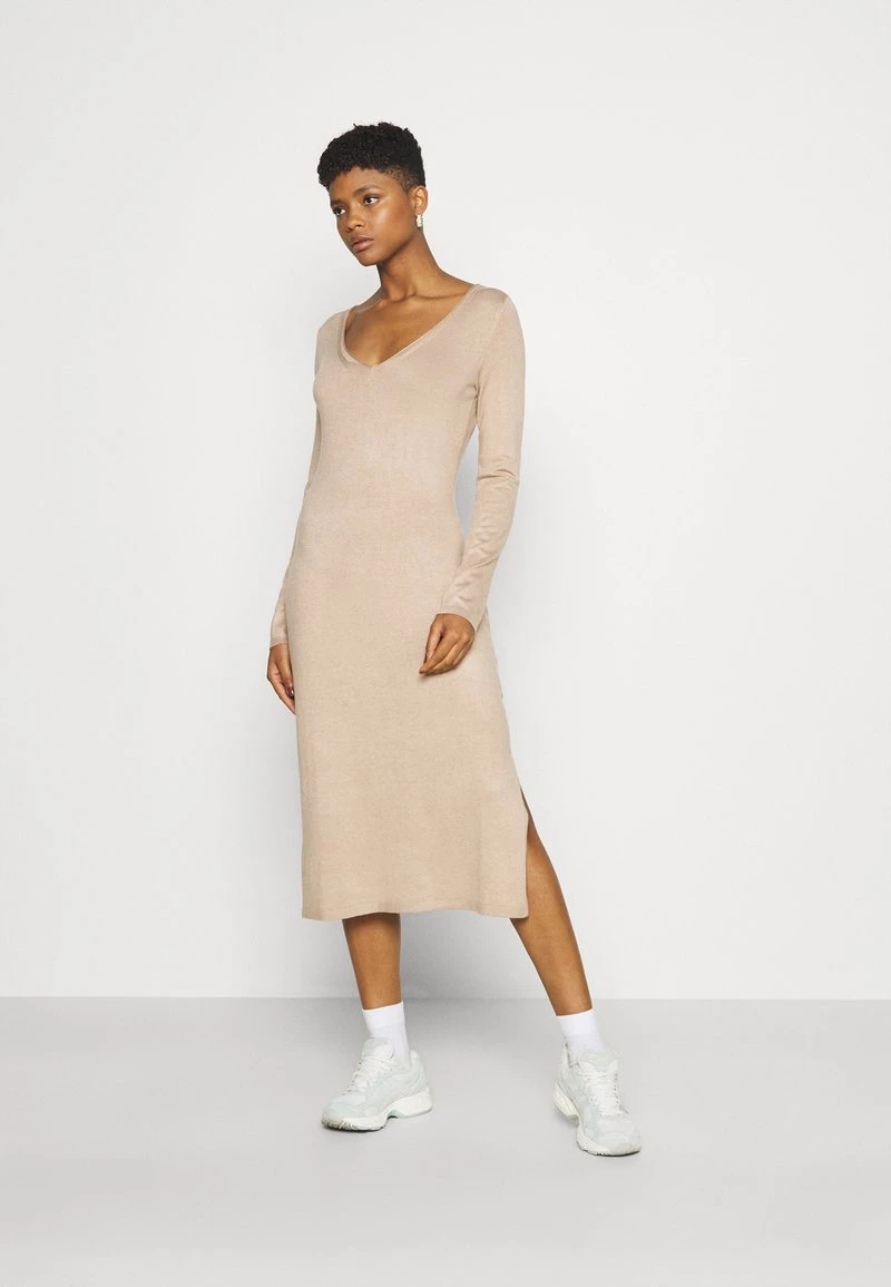 Neu 😉 Even&Odd Damen KNIT MAXI V NECK DRESS WITH SLIT - Strickkleid - Camel 👍 3 Neu 😉 Even&Odd Damen KNIT MAXI V NECK DRESS WITH SLIT - Strickkleid - Camel 👍