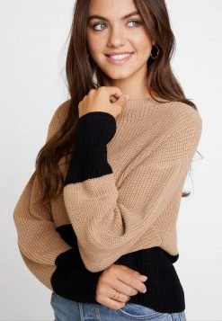 Auslauf 😀 Even&Odd Damen Strickpullover - Sand/black 🔥 -Even Odd Verkäufe 62c1ccfe6ddc453180a014c63a2cb120