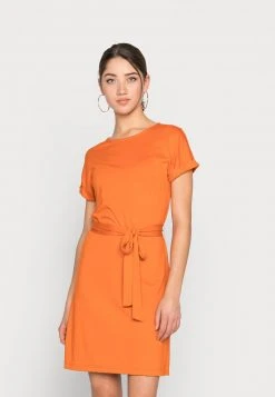 Am billigsten 🔥 Even&Odd BASIC Short Sleeves Mini Belted Dress - Jerseykleid - Orange | Damen 🧨