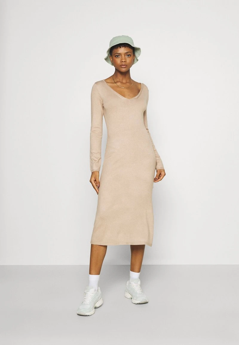 Neu 😉 Even&Odd Damen KNIT MAXI V NECK DRESS WITH SLIT - Strickkleid - Camel 👍 4 Neu 😉 Even&Odd Damen KNIT MAXI V NECK DRESS WITH SLIT - Strickkleid - Camel 👍 – Bild 2