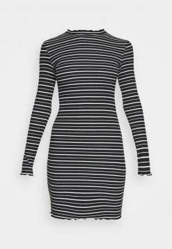 Top 10 🔔 Even&Odd Damen Rushed Edges Mini High Neck Long Sleeves Dress - Etuikleid - Black/ White 😉 -Even Odd Verkäufe 7d2a11fc40d14301a87185d8f641a987