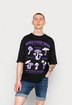 Aktion ✔️ Even&Odd OPEN YOU MIND MUSHROOMS TEE UNISEX - T-Shirt Print - Black ⭐