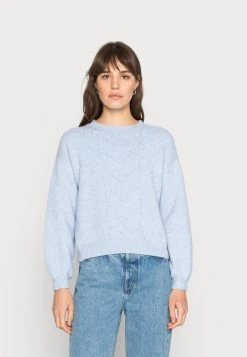 Aktion ❤️ Even&Odd POINTELLE CREW NECK JUMPER - Strickpullover - Mottled Light Blue | Damen 👏