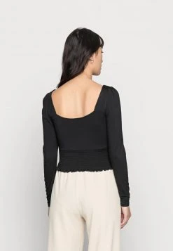 Auslauf 🎁 Even&Odd Damen SHIRRING DETAIL LONG SLEEVE CROP WITH GATHER - Langarmshirt - Black 🔔 -Even Odd Verkäufe bc64a596fdc24d4d9dea4742e3b3fff3