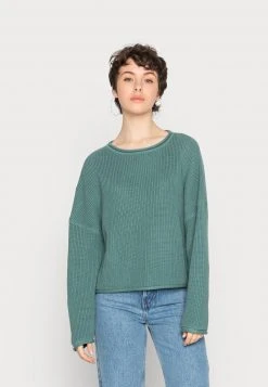 Schlussverkauf 🥰 Even&Odd Damen OVERSIZE CROPPED ROLLED EDGE JUMPER - Strickpullover - Green ✔️