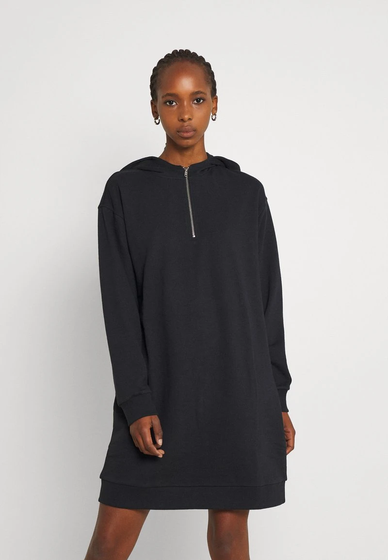 Auslauf 🥰 Even&Odd Casual Hooded Sweat Mini Dress - Freizeitkleid - Black | Damen 🤩