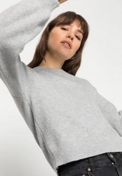 Auslauf 🛒 Even&Odd Damen POINTELLE CREW NECK JUMPER - Strickpullover - Mottled Light Grey ⌛ -Even Odd Verkäufe f5c89ae76c1d4c40b0de82ba0e453646
