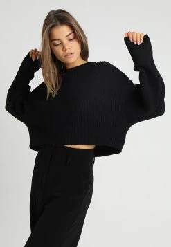 Am billigsten 👏 Even&Odd Damen CROPPED JUMPER - Strickpullover - Black 🔔